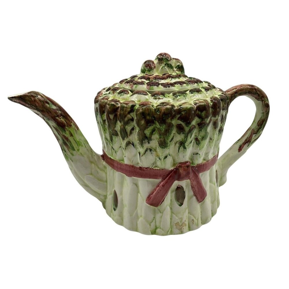 Ceramic Asparagus Vintage Teapot w/ Lid by Seymour Mann Hand Painted Collectible